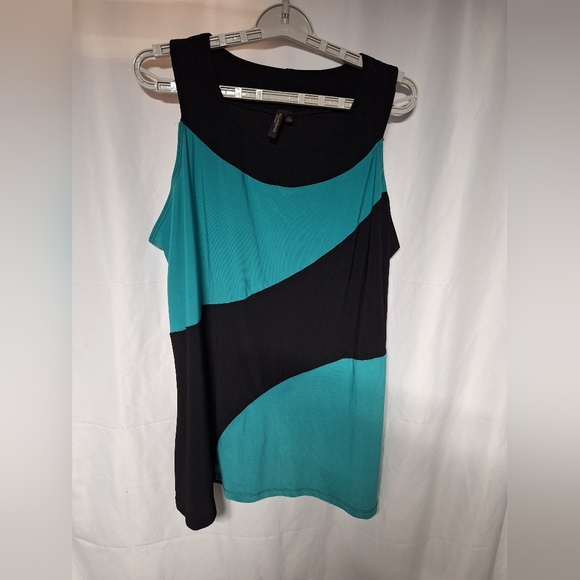 Susan Lawrence Teal and Black Tank Top - Picture 1 of 8
